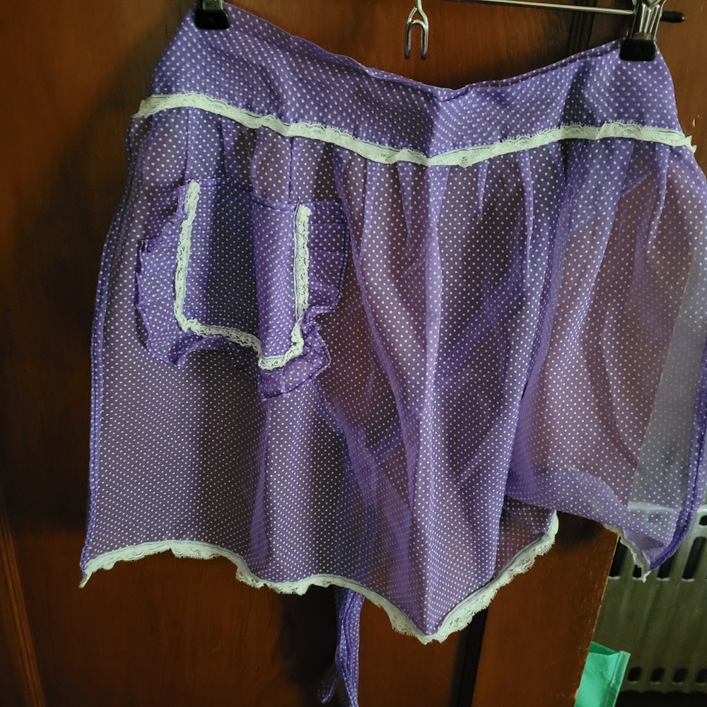 Purple Sheer Polka Dot Apron